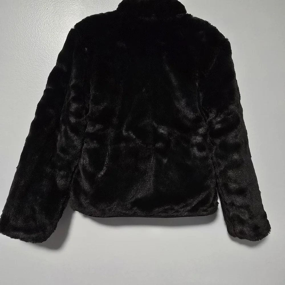 NWT The North Face Girls Size XS (6) Reversible Faux Fur Mossbud Jacket, Black - Picture 10 of 12